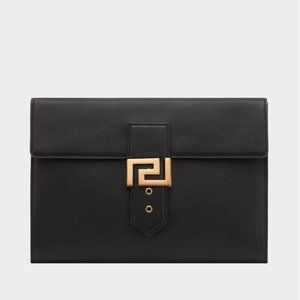 VERSACE GREEK KEY GRECA LEATHER POUCH